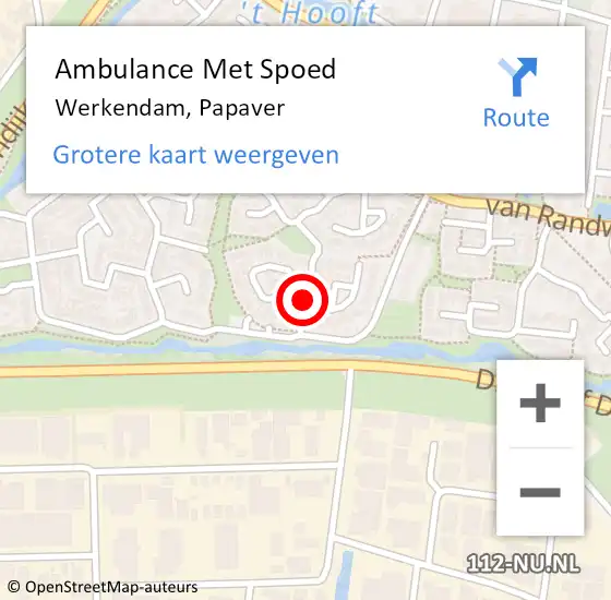 Locatie op kaart van de 112 melding: Ambulance Met Spoed Naar Werkendam, Papaver op 15 april 2018 04:26