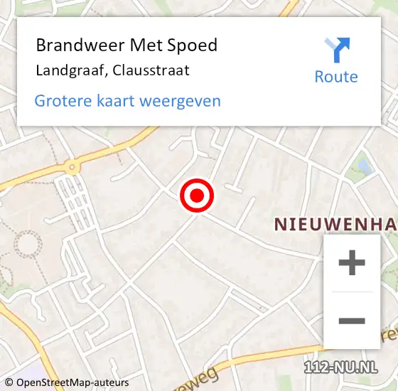 Locatie op kaart van de 112 melding: Brandweer Met Spoed Naar Landgraaf, Clausstraat op 15 april 2018 04:45