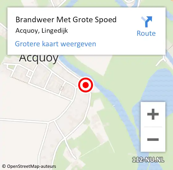 Locatie op kaart van de 112 melding: Brandweer Met Grote Spoed Naar Acquoy, Lingedijk op 15 april 2018 05:59