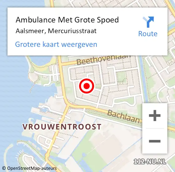 Locatie op kaart van de 112 melding: Ambulance Met Grote Spoed Naar Aalsmeer, Mercuriusstraat op 15 april 2018 09:20