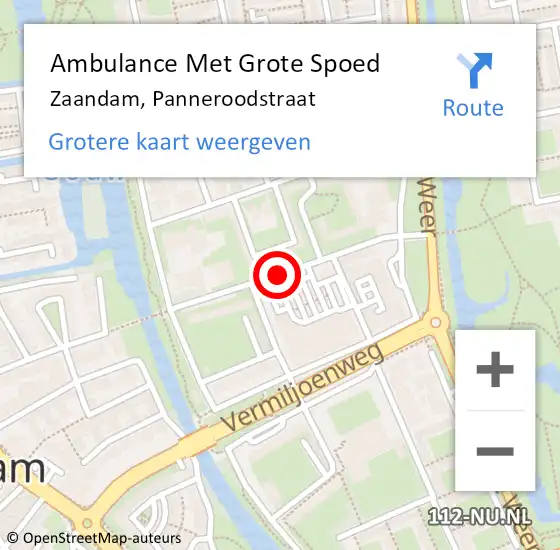 Locatie op kaart van de 112 melding: Ambulance Met Grote Spoed Naar Zaandam, Panneroodstraat op 15 april 2018 09:37