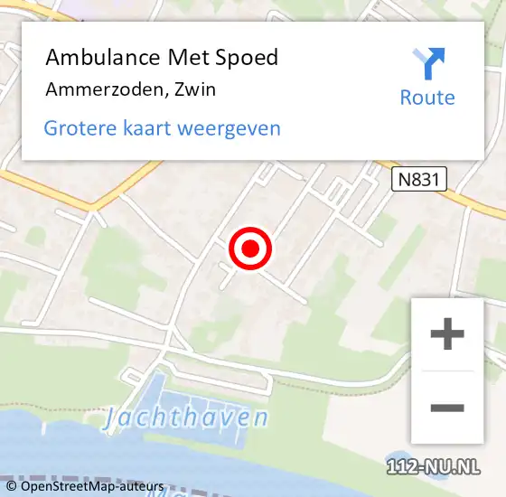 Locatie op kaart van de 112 melding: Ambulance Met Spoed Naar Ammerzoden, Zwin op 15 april 2018 09:39