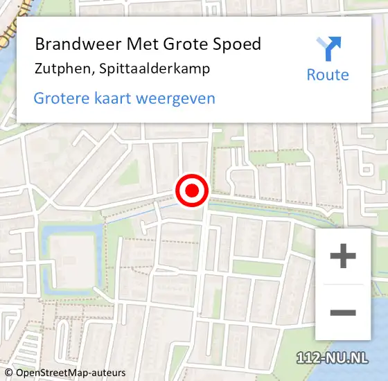 Locatie op kaart van de 112 melding: Brandweer Met Grote Spoed Naar Zutphen, Spittaalderkamp op 15 april 2018 09:50