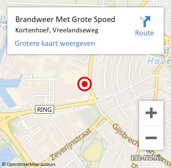 Locatie op kaart van de 112 melding: Brandweer Met Grote Spoed Naar Kortenhoef, Vreelandseweg op 15 april 2018 10:48