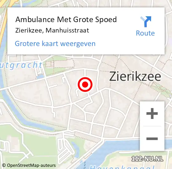 Locatie op kaart van de 112 melding: Ambulance Met Grote Spoed Naar Zierikzee, Manhuisstraat op 15 april 2018 11:00