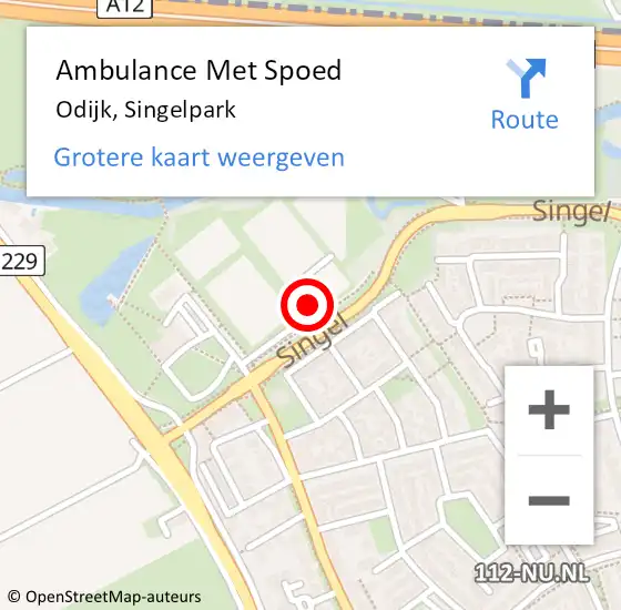 Locatie op kaart van de 112 melding: Ambulance Met Spoed Naar Odijk, Singelpark op 15 april 2018 11:19