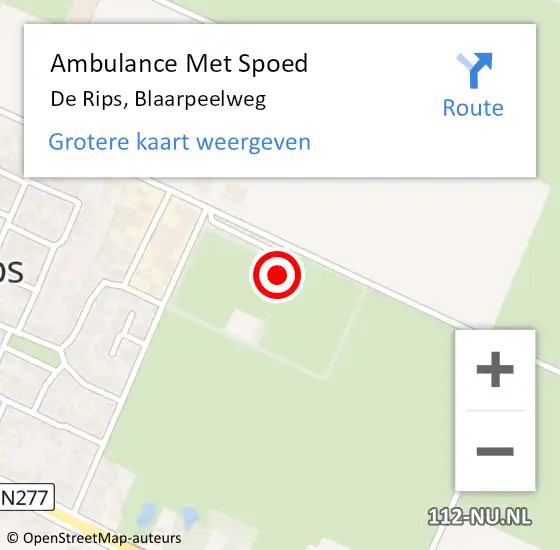 Locatie op kaart van de 112 melding: Ambulance Met Spoed Naar De Rips, Blaarpeelweg op 15 april 2018 11:27