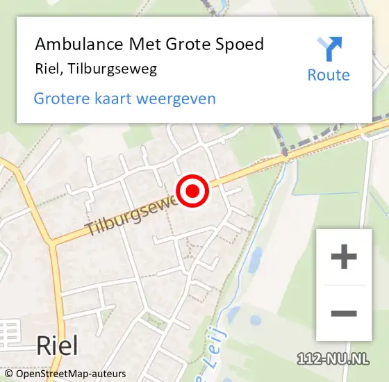 Locatie op kaart van de 112 melding: Ambulance Met Grote Spoed Naar Riel, Tilburgseweg op 15 april 2018 11:46