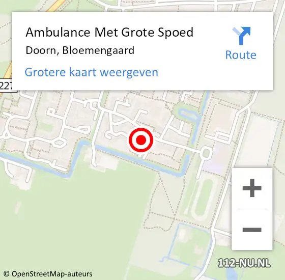 Locatie op kaart van de 112 melding: Ambulance Met Grote Spoed Naar Doorn, Bloemengaard op 15 april 2018 11:52