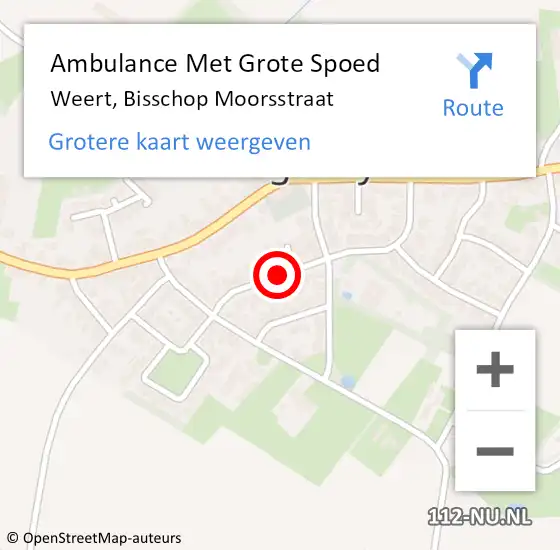 Locatie op kaart van de 112 melding: Ambulance Met Grote Spoed Naar Weert, Bisschop Moorsstraat op 15 april 2018 11:55