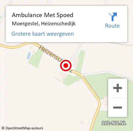 Locatie op kaart van de 112 melding: Ambulance Met Spoed Naar Moergestel, Heizenschedijk op 15 april 2018 12:03