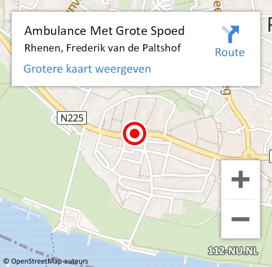 Locatie op kaart van de 112 melding: Ambulance Met Grote Spoed Naar Rhenen, Frederik Van De Paltshof op 15 april 2018 12:16