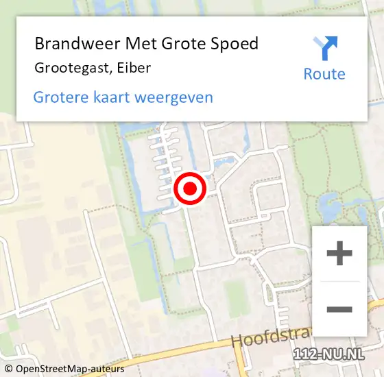 Locatie op kaart van de 112 melding: Brandweer Met Grote Spoed Naar Grootegast, Eiber op 15 april 2018 13:18