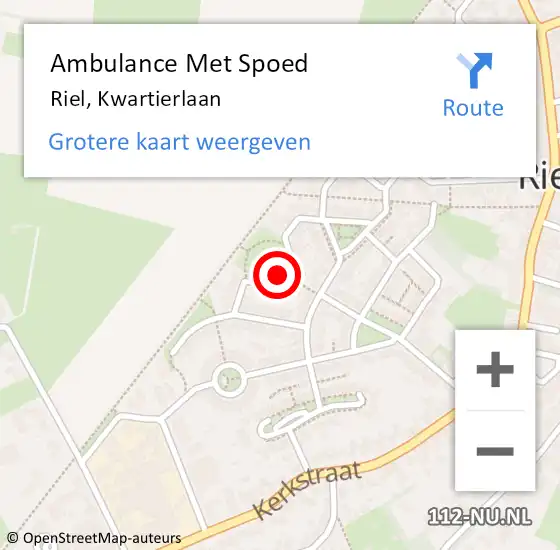 Locatie op kaart van de 112 melding: Ambulance Met Spoed Naar Riel, Kwartierlaan op 15 april 2018 13:33