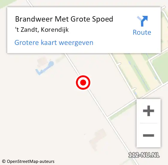 Locatie op kaart van de 112 melding: Brandweer Met Grote Spoed Naar 't Zandt, Korendijk op 15 april 2018 13:46