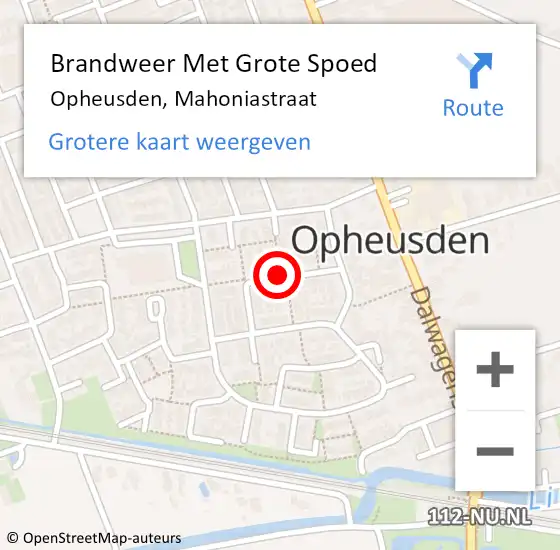 Locatie op kaart van de 112 melding: Brandweer Met Grote Spoed Naar Opheusden, Mahoniastraat op 15 april 2018 13:51