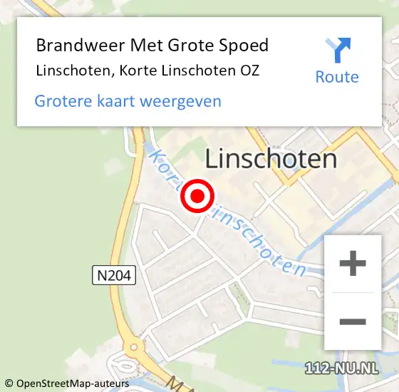 Locatie op kaart van de 112 melding: Brandweer Met Grote Spoed Naar Linschoten, Korte Linschoten OZ op 15 april 2018 14:32