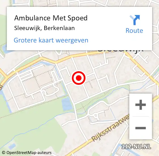 Locatie op kaart van de 112 melding: Ambulance Met Spoed Naar Sleeuwijk, Berkenlaan op 15 april 2018 15:10