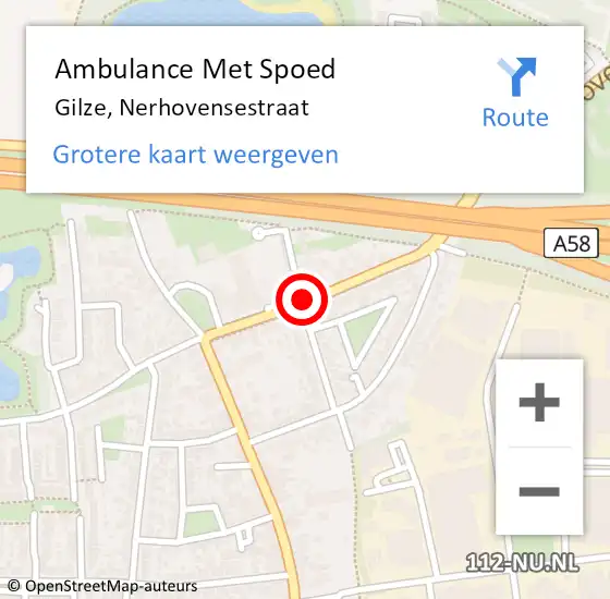 Locatie op kaart van de 112 melding: Ambulance Met Spoed Naar Gilze, Nerhovensestraat op 15 april 2018 15:37