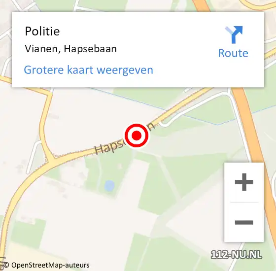 Locatie op kaart van de 112 melding: Politie Vianen, Hapsebaan op 15 april 2018 15:58