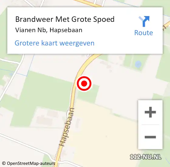 Locatie op kaart van de 112 melding: Brandweer Met Grote Spoed Naar Vianen Nb, Hapsebaan op 15 april 2018 15:58