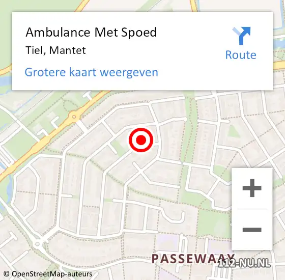 Locatie op kaart van de 112 melding: Ambulance Met Spoed Naar Tiel, Mantet op 15 april 2018 16:16