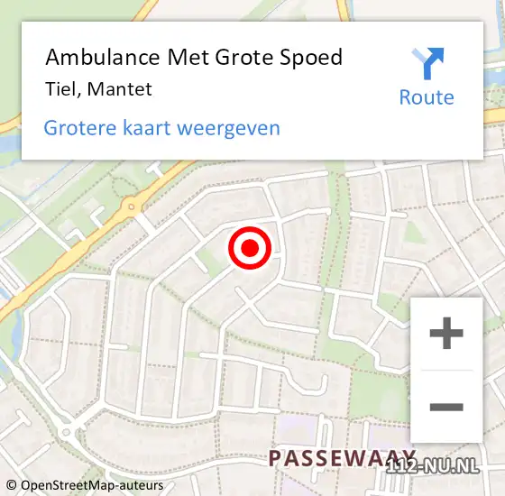 Locatie op kaart van de 112 melding: Ambulance Met Grote Spoed Naar Tiel, Mantet op 15 april 2018 16:17