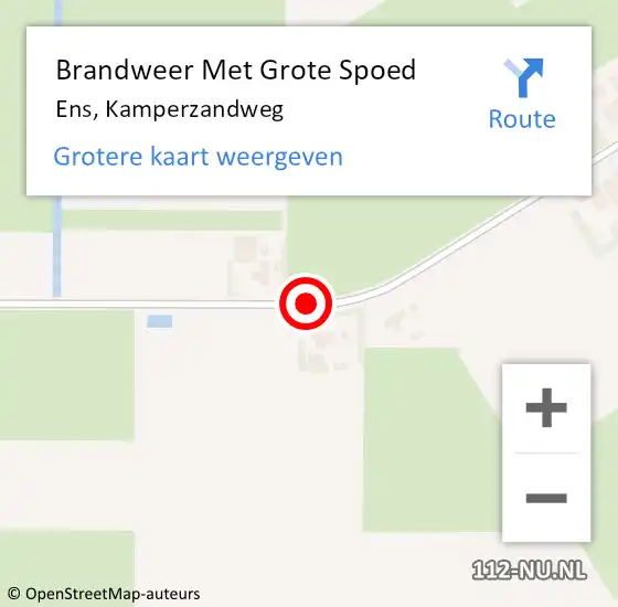 Locatie op kaart van de 112 melding: Brandweer Met Grote Spoed Naar Ens, Kamperzandweg op 15 april 2018 16:33