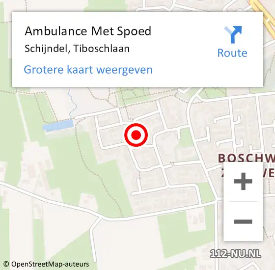 Locatie op kaart van de 112 melding: Ambulance Met Spoed Naar Schijndel, Tiboschlaan op 15 april 2018 16:35