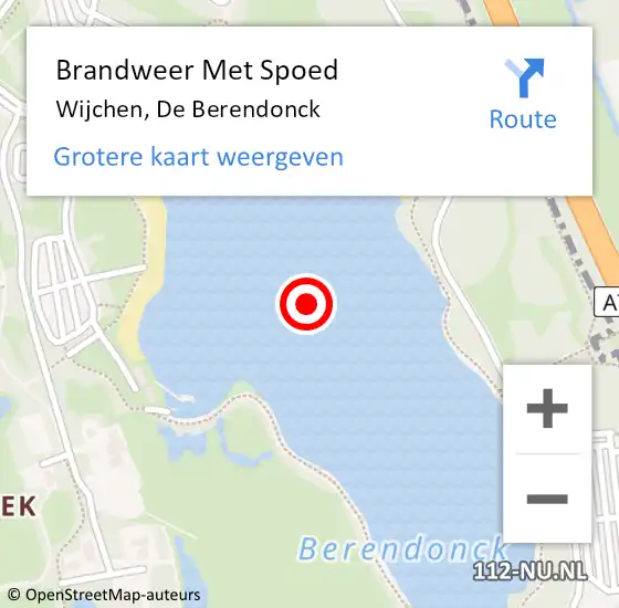 Locatie op kaart van de 112 melding: Brandweer Met Spoed Naar Wijchen, De Berendonck op 15 april 2018 16:42