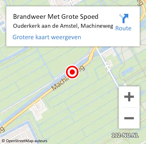 Locatie op kaart van de 112 melding: Brandweer Met Grote Spoed Naar Ouderkerk aan de Amstel, Machineweg op 15 april 2018 17:03