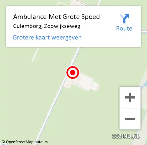 Locatie op kaart van de 112 melding: Ambulance Met Grote Spoed Naar Culemborg, Zoowijkseweg op 22 februari 2014 09:01