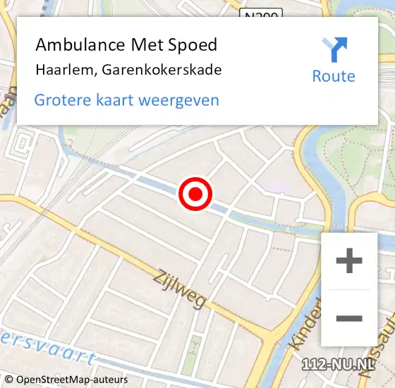 Locatie op kaart van de 112 melding: Ambulance Met Spoed Naar Haarlem, Garenkokerskade op 15 april 2018 18:13