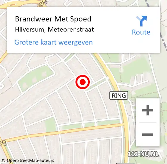 Locatie op kaart van de 112 melding: Brandweer Met Spoed Naar Hilversum, Meteorenstraat op 15 april 2018 18:34