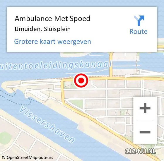Locatie op kaart van de 112 melding: Ambulance Met Spoed Naar IJmuiden, Sluisplein op 15 april 2018 19:32