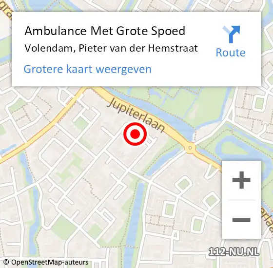 Locatie op kaart van de 112 melding: Ambulance Met Grote Spoed Naar Volendam, Pieter van der Hemstraat op 15 april 2018 19:54