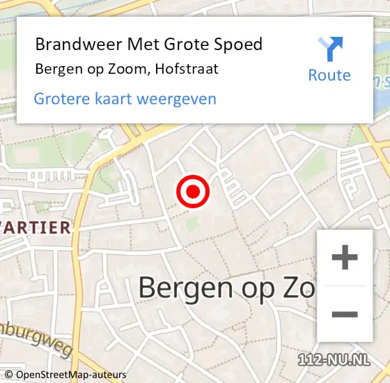 Locatie op kaart van de 112 melding: Brandweer Met Grote Spoed Naar Bergen op Zoom, Hofstraat op 15 april 2018 20:01