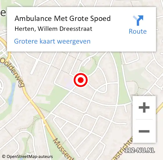 Locatie op kaart van de 112 melding: Ambulance Met Grote Spoed Naar Herten, Willem Dreesstraat op 15 april 2018 20:35