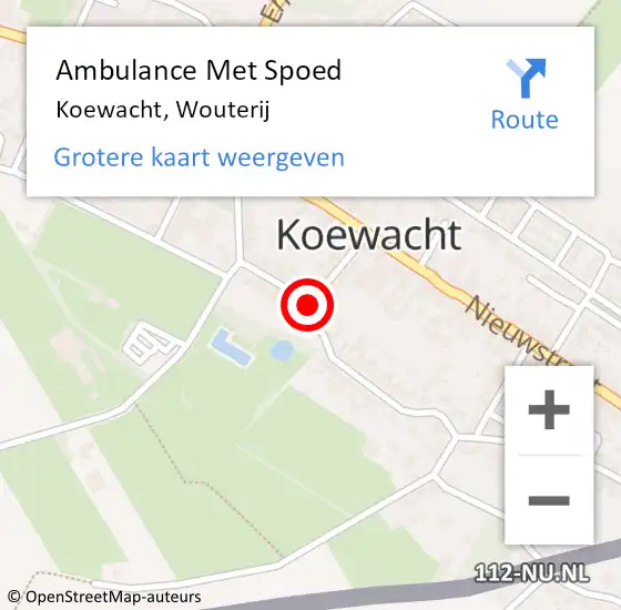 Locatie op kaart van de 112 melding: Ambulance Met Spoed Naar Koewacht, Wouterij op 15 april 2018 20:37