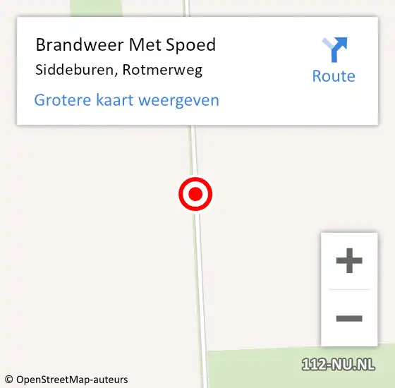 Locatie op kaart van de 112 melding: Brandweer Met Spoed Naar Siddeburen, Rotmerweg op 15 april 2018 21:07