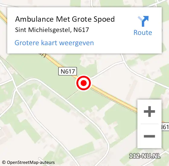 Locatie op kaart van de 112 melding: Ambulance Met Grote Spoed Naar Sint Michielsgestel, N617 op 7 september 2013 09:45