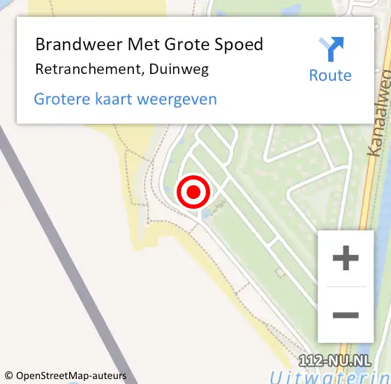 Locatie op kaart van de 112 melding: Brandweer Met Grote Spoed Naar Retranchement, Duinweg op 15 april 2018 22:35