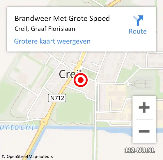 Locatie op kaart van de 112 melding: Brandweer Met Grote Spoed Naar Creil, Graaf Florislaan op 15 april 2018 23:39