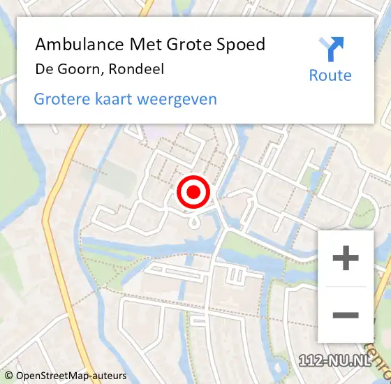 Locatie op kaart van de 112 melding: Ambulance Met Grote Spoed Naar De Goorn, Rondeel op 16 april 2018 00:43