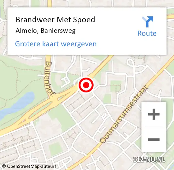 Locatie op kaart van de 112 melding: Brandweer Met Spoed Naar Almelo, Baniersweg op 16 april 2018 01:21