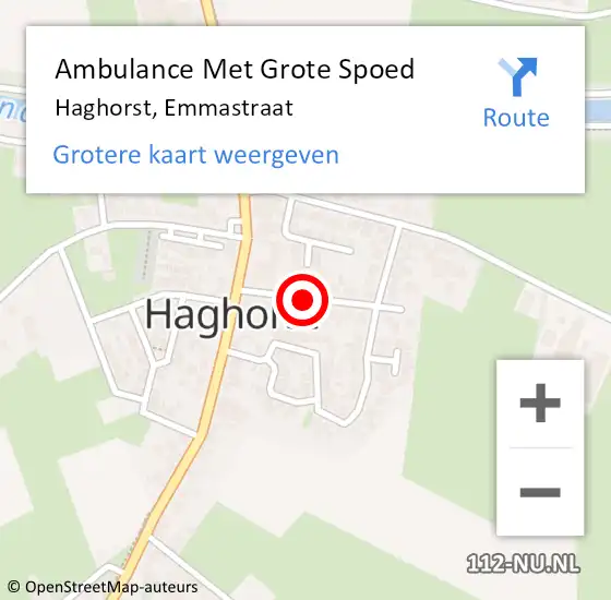 Locatie op kaart van de 112 melding: Ambulance Met Grote Spoed Naar Haghorst, Emmastraat op 16 april 2018 01:49