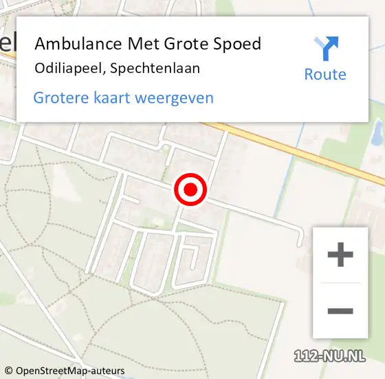 Locatie op kaart van de 112 melding: Ambulance Met Grote Spoed Naar Odiliapeel, Spechtenlaan op 16 april 2018 05:13