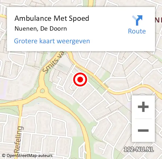 Locatie op kaart van de 112 melding: Ambulance Met Spoed Naar Nuenen, De Doorn op 16 april 2018 07:06
