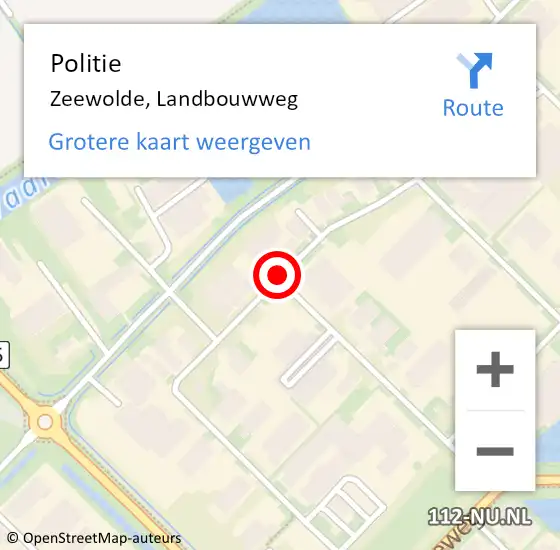 Locatie op kaart van de 112 melding: Politie Zeewolde, Landbouwweg op 16 april 2018 08:20