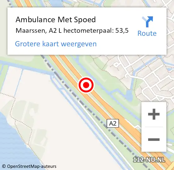 Locatie op kaart van de 112 melding: Ambulance Met Spoed Naar Maarssen, A2 R hectometerpaal: 54,1 op 16 april 2018 08:33